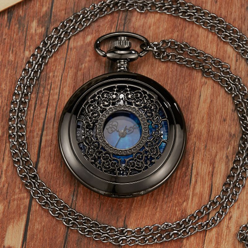 Nuovo classico orologio da tasca al quarzo con quadrante creativo con cielo stellato e motivo cavo_voghion.com