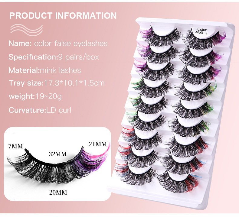 Barbe Colorful Eyelashes Russian Eyelashes Curl Naturally Thick Seven Pairs of Colored Eyelash_voghion.com