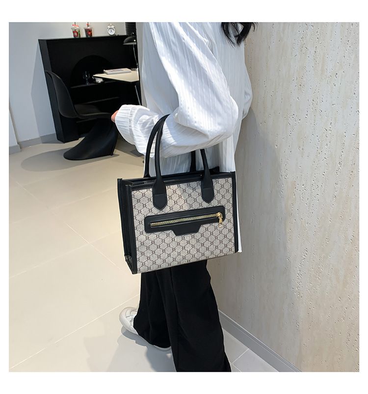 Borsa tote patchwork da donna - Borsa a tracolla di grande capacità, per uso casual e lavorativo_voghion.com