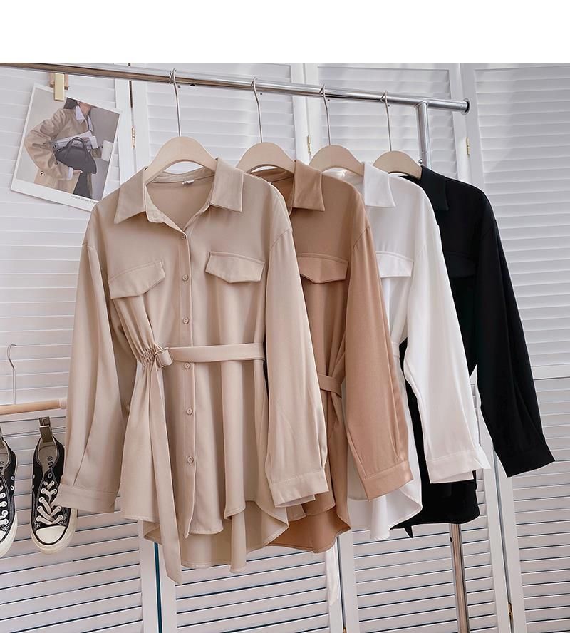 Maglietta a maniche lunghe per donna, sottile ed elegante, lunghezza media, nuovo stile per l'inverno, design di nicchia, top con lacci_voghion.com