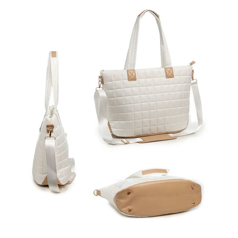 Bolsa feminina para laptop, bolsa acolchoada com zíper, bolsa de trabalho fofa_voghion.com