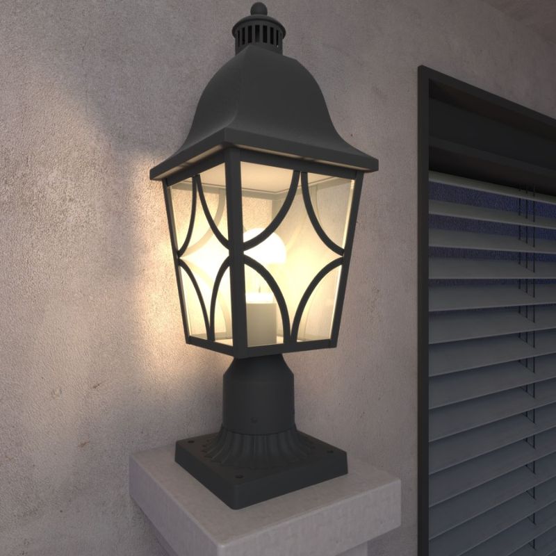 Lampada da recinzione in alluminio per terrazza, patio, giardino, esterno, con illuminazione a palo, impermeabile, in vetro, per illuminazione esterna_voghion.com