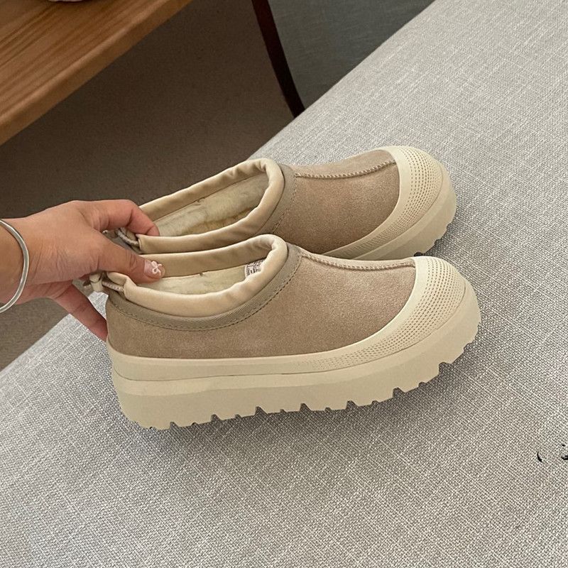 Sangpo Village Schneestiefel aus Schaffell, integriert, warm, für den Außenbereich, hohe Woll-Slipper für Damen, faule Schuhe_voghion.com