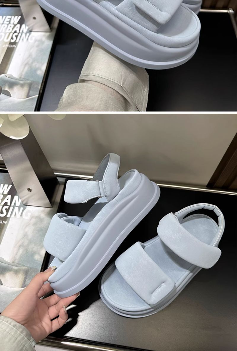 Dicke Sohle Klettverschluss Sandalen für Frauen 2025 Neue Sommer Outdoor Strand Schuhe Slip-On Casual Slides_voghion.com