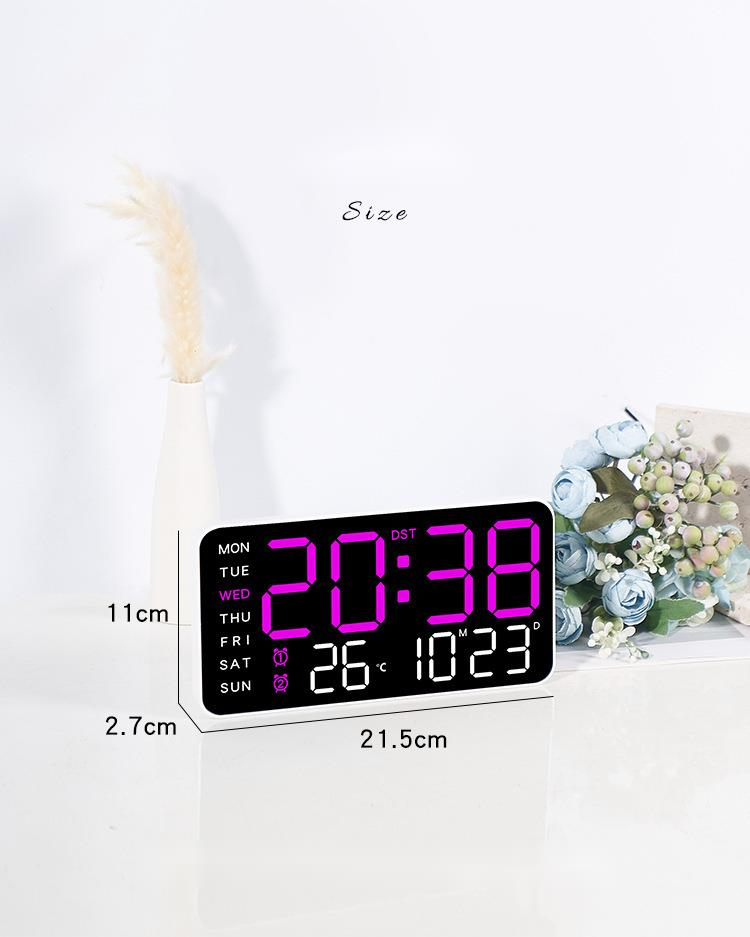 Rahmenlose elektronische multifunktionale und Stand-Dual-Use-einfache Digitalanzeige Wohnzimmer Wanduhr 6659_voghion.com