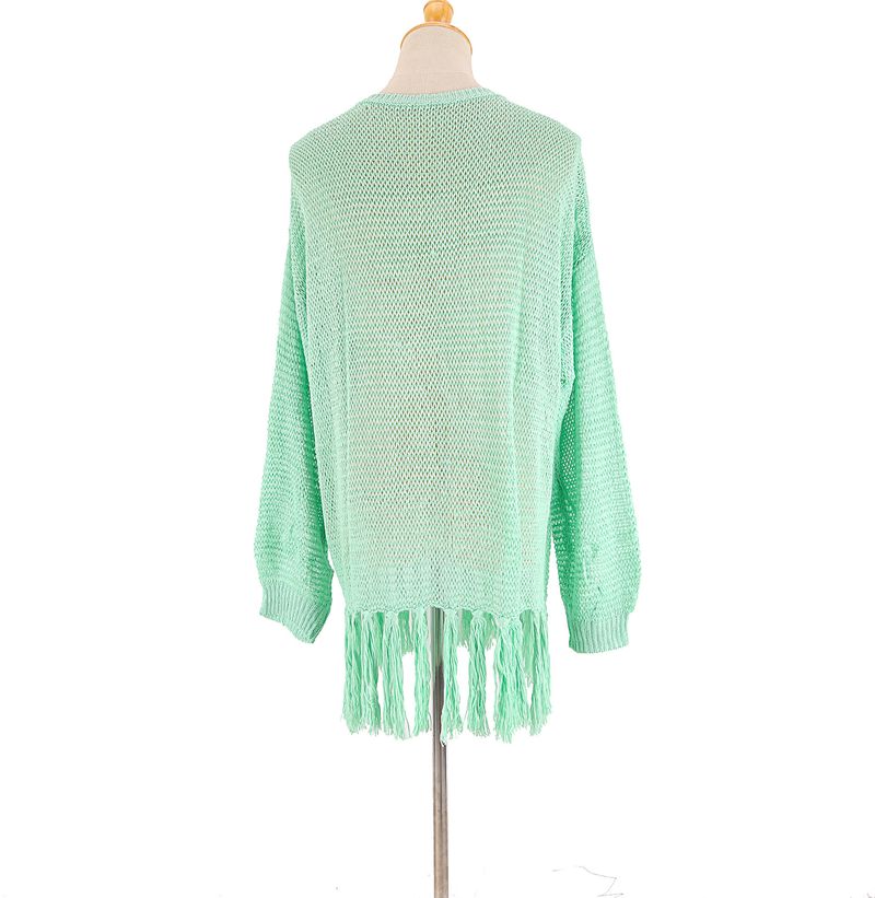 Women's Crochet Lace Fringe Beach Cover Up – Boho Chic Bikini Wrap, Lightweight Sun Protection Shirt, One Size Fits All_voghion.com