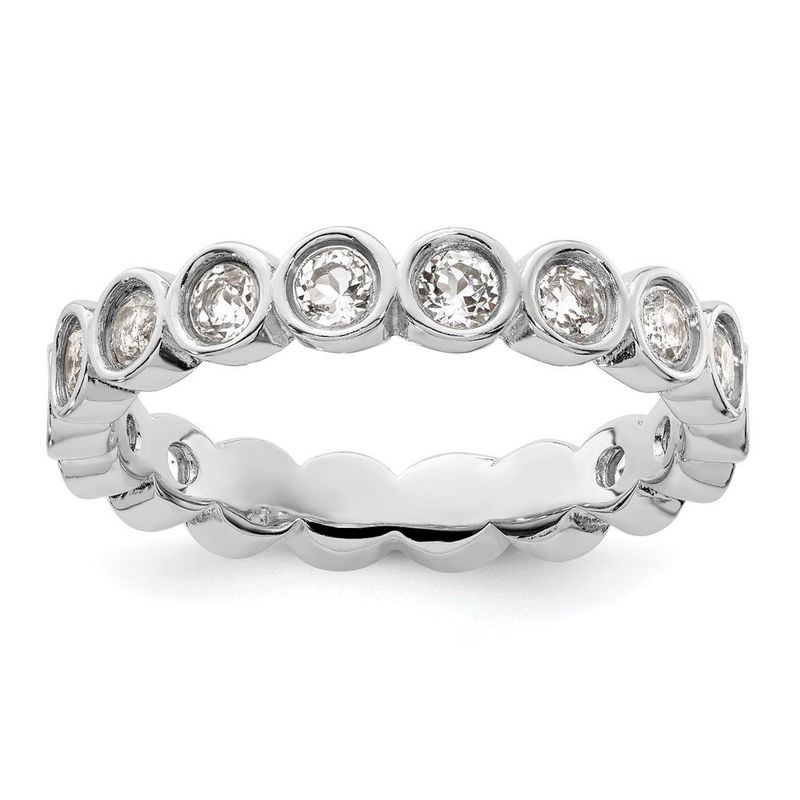 Sterling Silver Stackable Expressions White Topaz Ring_voghion.com