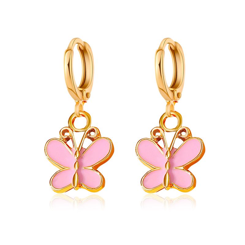 Mode Vlinder Zoete Druppel Olie Roze Dier Ins Koele Wind Creatieve Legering Oorbellen Voor Vrouwen_voghion.com