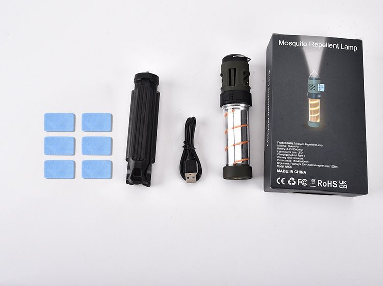 Lampe de camping multifonctionnelle anti-moustiques d'extérieur, rechargeable, type C, longue durée de vie, magnétique, avec trépied_voghion.com