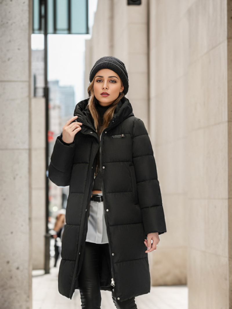 Warme Winterjacke für Damen, mit Baumwolle gefütterte Jacke, lange, warme Jacke mit Baumwollfutter, Übergröße, Kapuzenmantel_voghion.com
