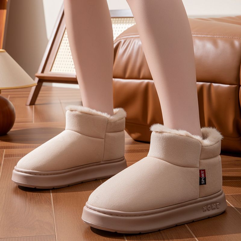 Pantofole invernali unisex in pile – Stivali da neve per esterni con suola in EVA, caldi e comodi per uomo e donna (nero/beige/kaki, taglie 36-45)_voghion.com