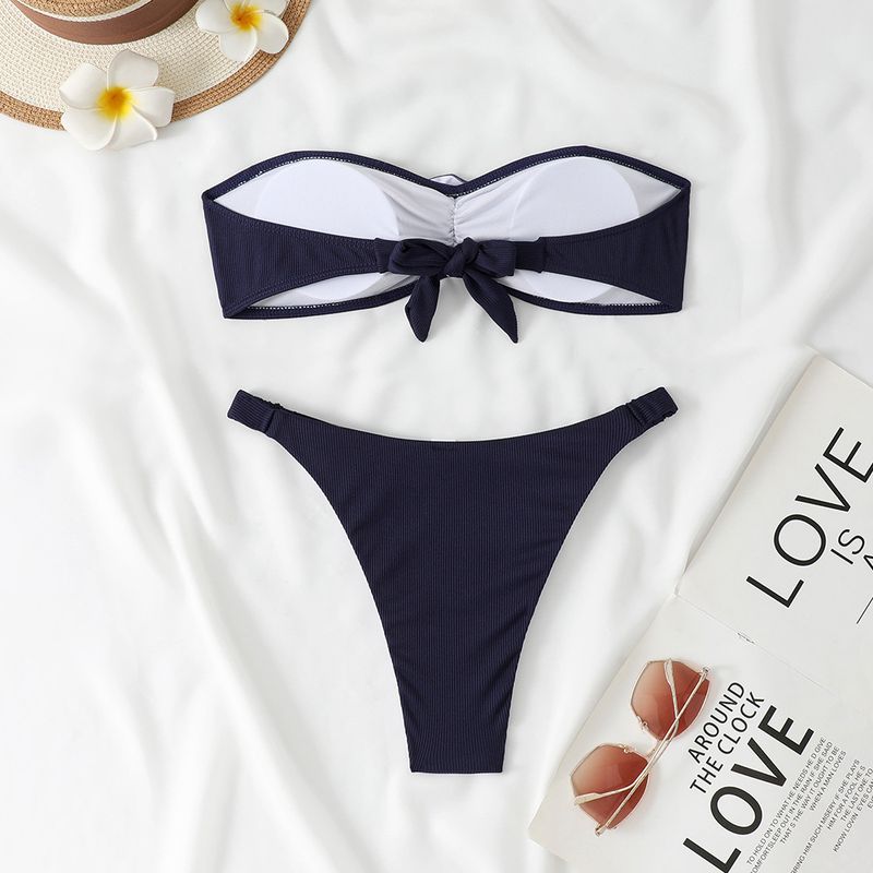 Women's Clothing Sexy Split Swimsuit Bikini Three-dimensional Flower Strapless Bikini_voghion.com