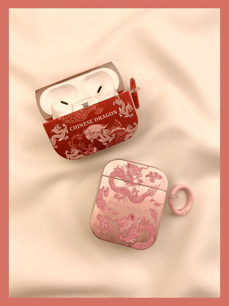 Ochranné pouzdro Ins z galvanicky pokoveného červeného čínského Loongu pro Airpod 3 je vhodné pro bezdrátová sluchátka Airpods Pro s měkkým pláštěm._voghion.com