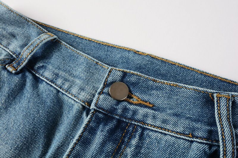 Men's Clothing men's patchwork contrast color distressed slightly flared washed jeans flared jeans_voghion.com