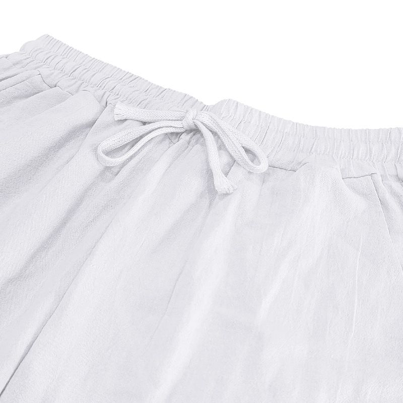 Men's Four Seasons Loose Breathable Hawaiian Print Cotton Linen Casual Sports Pants_voghion.com