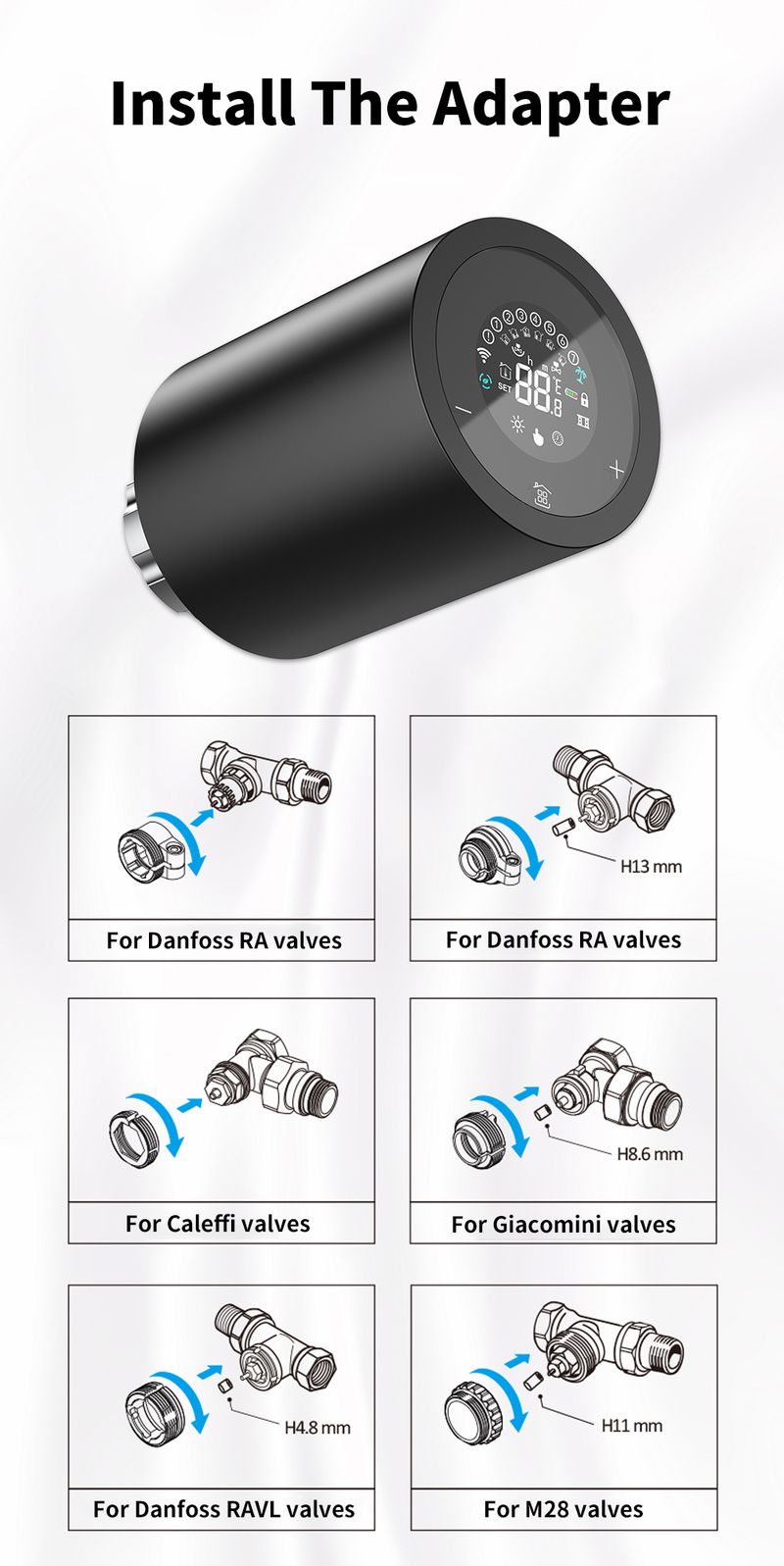 Tuya ZigBee 3.0 TRV termostaat nutikas radiaatori ajam Vae automaatne programmeeritav temperatuuriregulaator Alexale_voghion.com