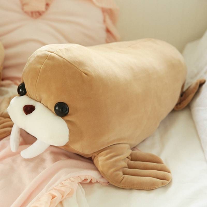 Cuscino di peluche morbido a forma di tricheco per camera da letto, ufficio o arredamento_voghion.com