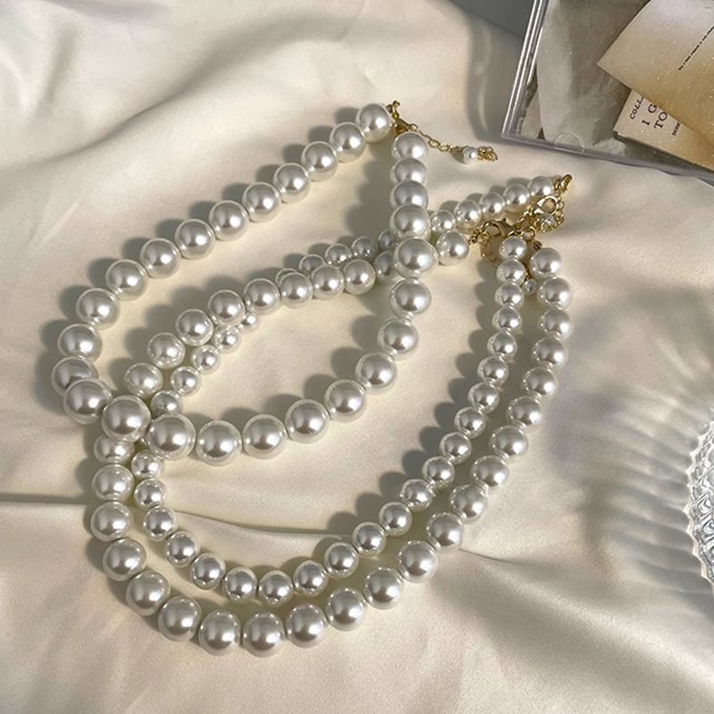 Collana di perle di vetro con perline, nuovo stile, collana di temperamento, design femminile, accessori per catene di clavicola_voghion.com