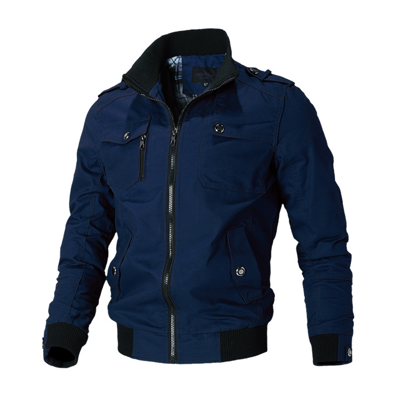 s jacka Casual Fashion Ytterjacka s jacka vår höst 2022 Ny Stand Up Slim Military Bomberjacka_voghion.com