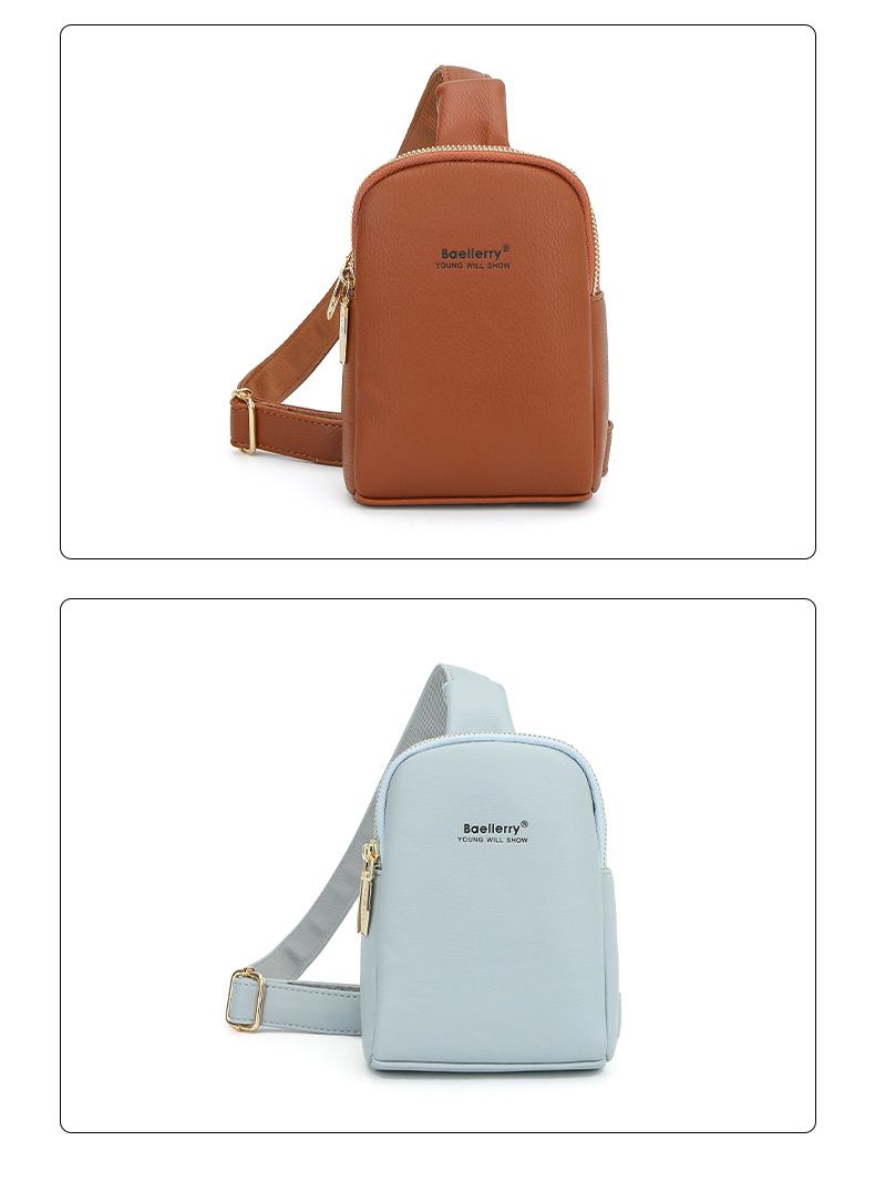 Baellerry new women's chest bag style fashion double zipper messenger bag simple and versatile mobile phone bag wholesale_voghion.com