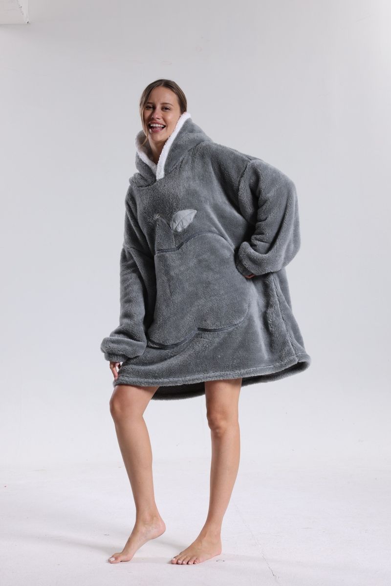 Γυναικείο νυχτικό διπλής όψης, άνετο από βαμβάκι και βελούδο, για γυναίκες, φθινόπωρο και χειμώνα, με μακριά μανίκια, χοντρά, μακριά ρούχα για το σπίτι, σε προσφορά, κουβέρτα lazy TV_voghion.com