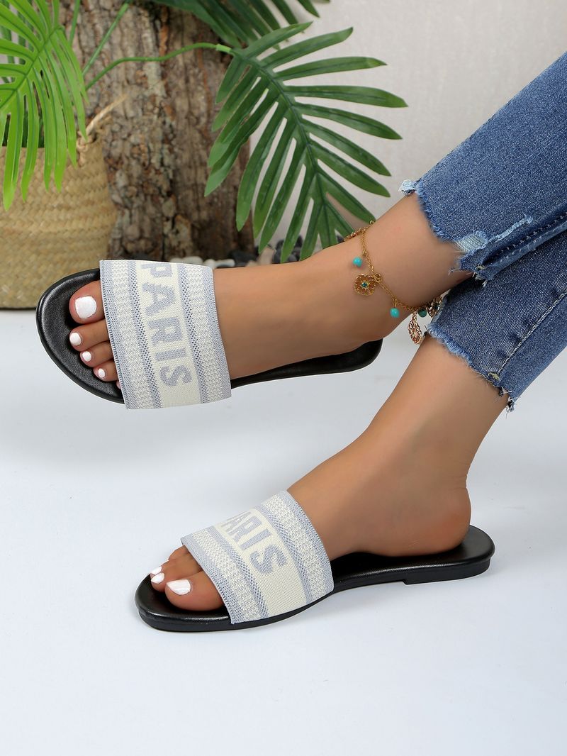 Internettberømte sandaler for kvinner å bruke om sommeren, nye fasjonable broderte bokstaver for fritid, D-familiens store størrelser_voghion.com