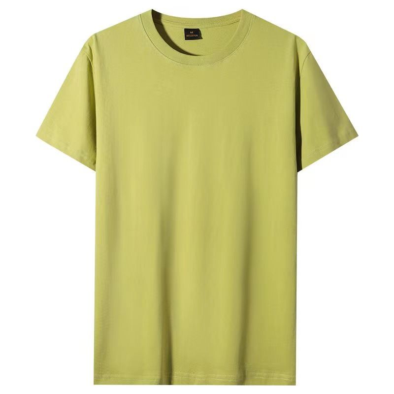 2025d Herren-T-Shirt aus reiner Baumwolle mit Rundhalsausschnitt, kurzes T-Shirt, einfarbig weiß, lockere Passform, Übergröße, halbe Ärmel_voghion.com