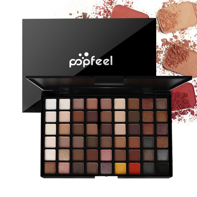 Conjuntos de maquillaje POPFEEL 54 colores de sombras de ojos con pincel para sombras de ojos Maquillaje ahumado mate Paleta de sombras de ojos en tonos tierra Conjunto combinado_voghion.com