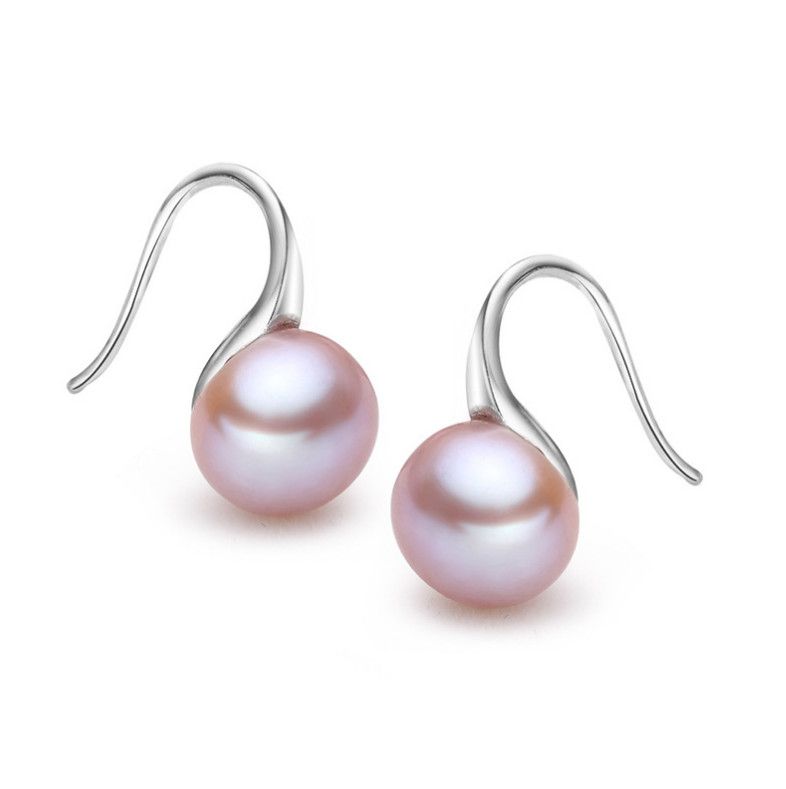 Orecchini pendenti con gancio in argento sterling 925 da 9 mm, perle d'acqua dolce autentiche, confezione regalo PE2_voghion.com