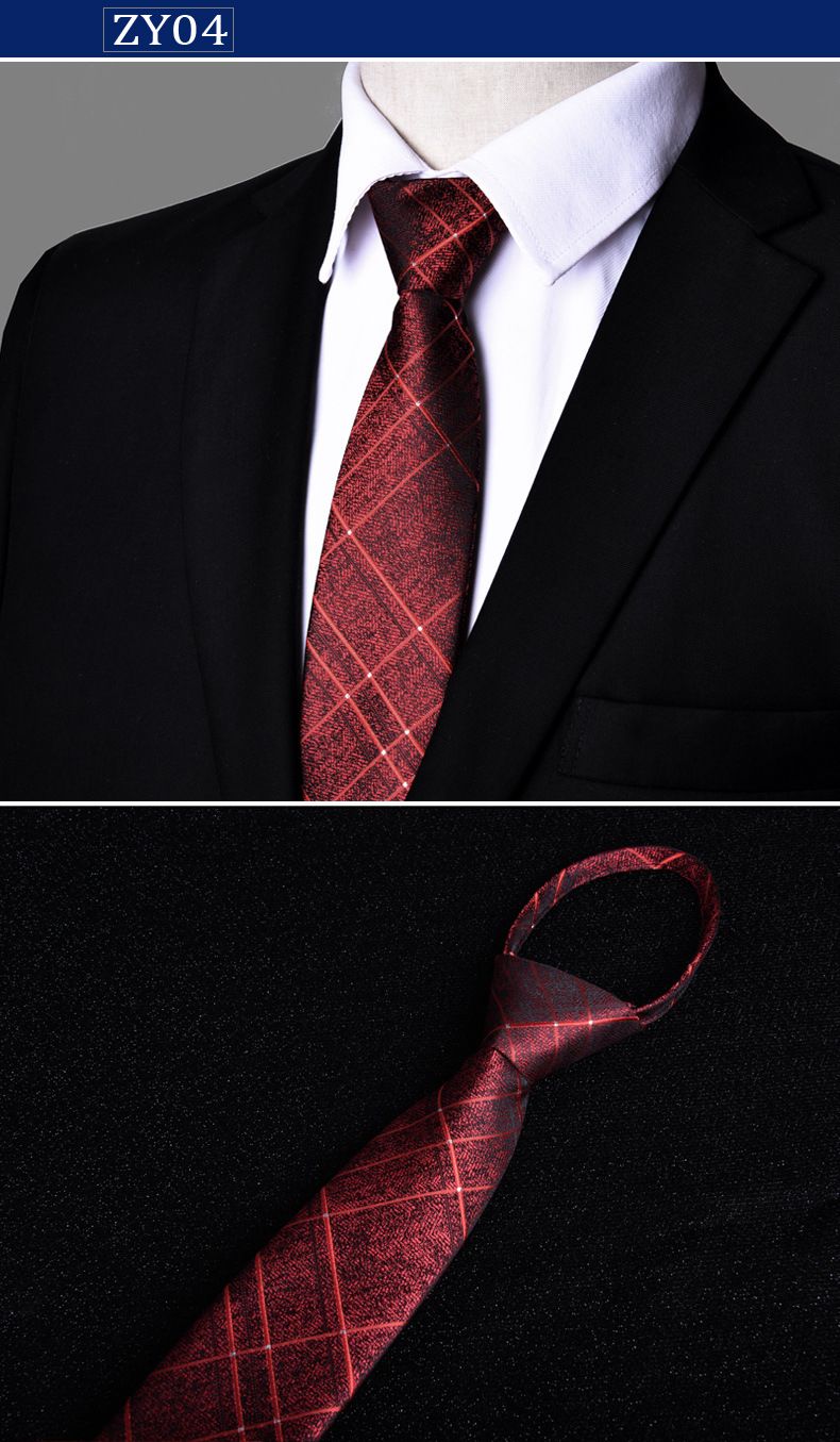 Unisex kaklasaite vīriešiem Profesionāls bizness Executive rāvējslēdzējs 7cm melnas svītras slinkiem cilvēkiem viegli vilkt bez spēlēšanās_voghion.com