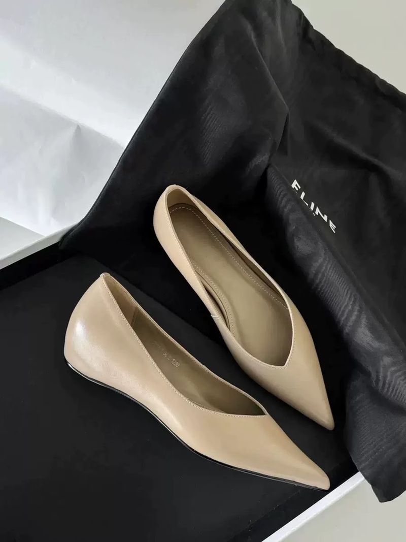 Schaffell-Version ~ Einfacher Stil Outdoor Pendeln Für Frauen Echtes Leder Spitze Zehen Niedriger Absatz Eleganter Slip-On_voghion.com