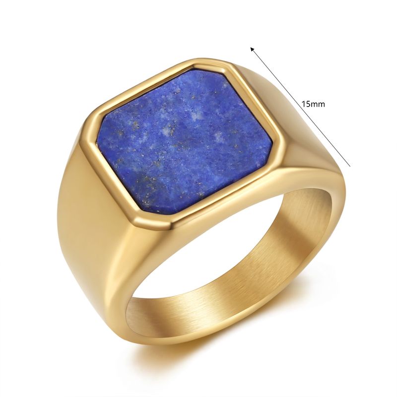 Herrenschmuck Personalisierter Modering aus Titanstahl mit natürlichem Edelstein Trendiger Schmuck aus Titanstahl_voghion.com