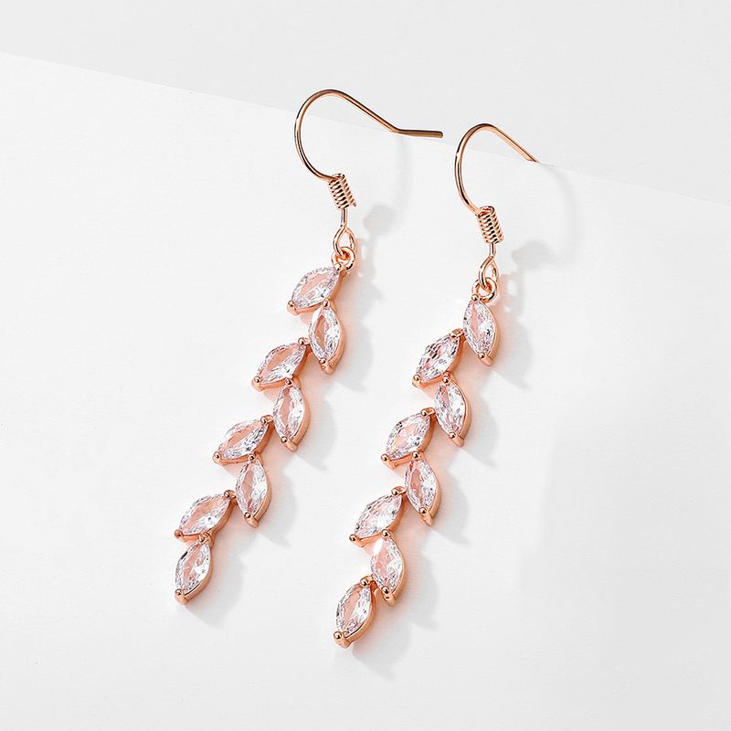 Long simple full inlaid zircon wheat ear earrings female ins trendy fashion temperament tassel ear hook_voghion.com