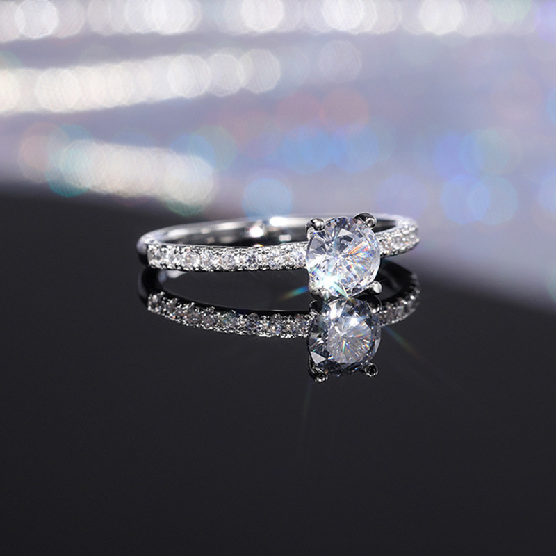 Cao Shi semplice zircone anello di fidanzamento matrimonio anello di platino placcato rame diamante_voghion.com