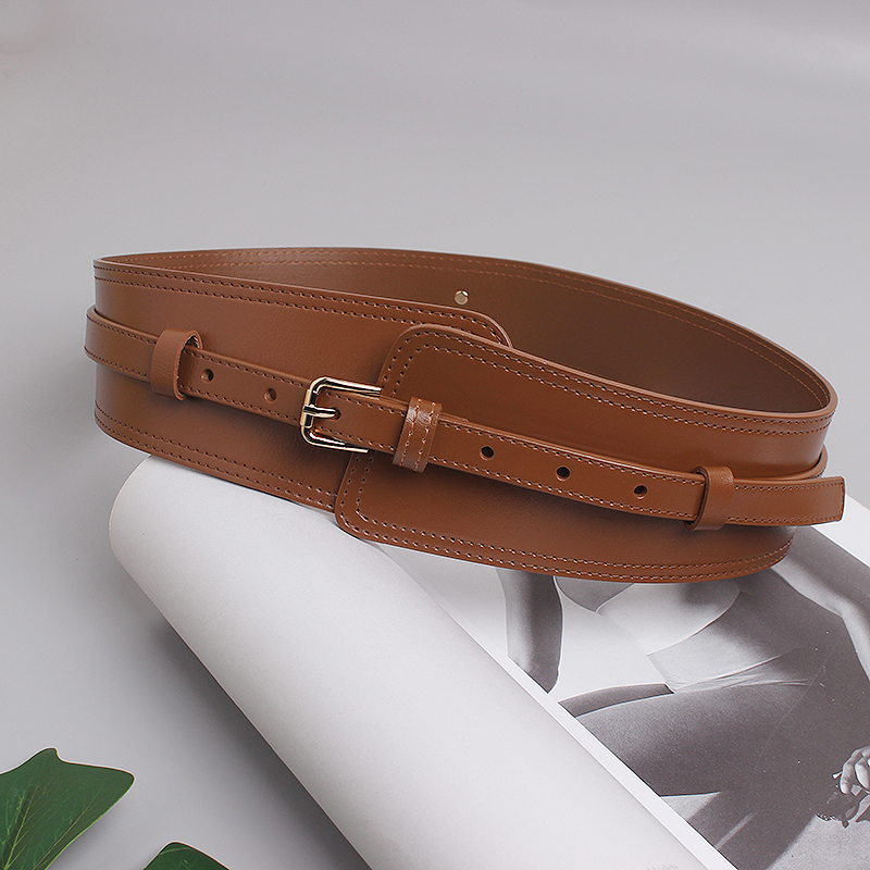 Ceinture large en cuir véritable pour femmes, jupe décorative pratique, manteau en laine, costume pull, ceinture polyvalente de style ins_voghion.com