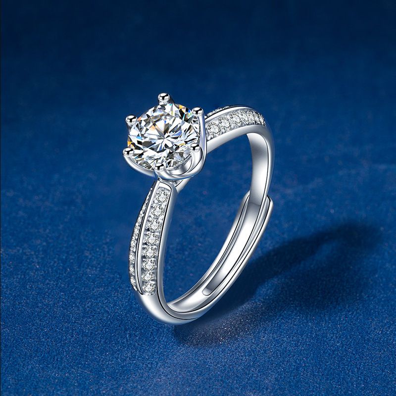 Neue Mode Sechs-Prong Simulierte Zirkon Koreanischen Stil Elegante Niedrigen Luxus Voller Diamanten Ring Für Frauen_voghion.com