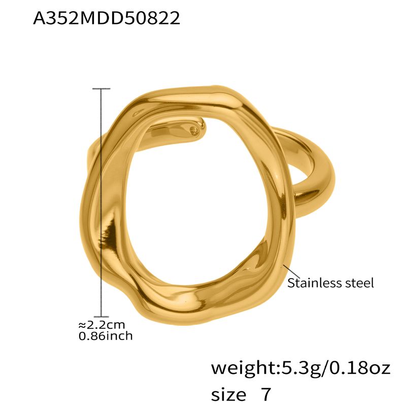 Square Sugar Stainless Steel Circular Hollow Geometric Design Ring Set, Niche Ring Accessories_voghion.com