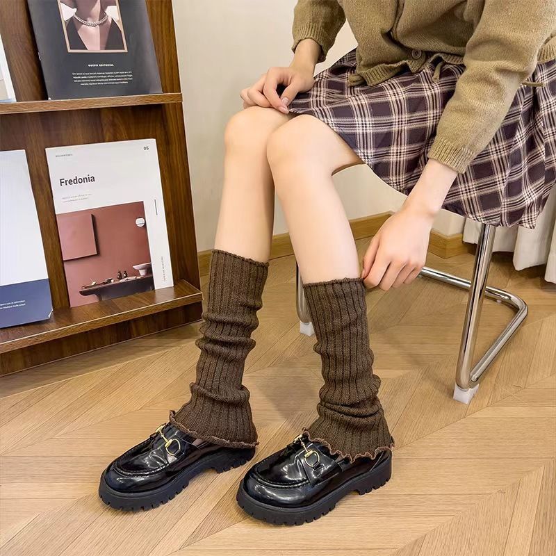 Knitted JK Set Women, White Long Tube Calf Socks, Leg Warmers For Spring And Autumn, Lolita Style Slouch Socks_voghion.com