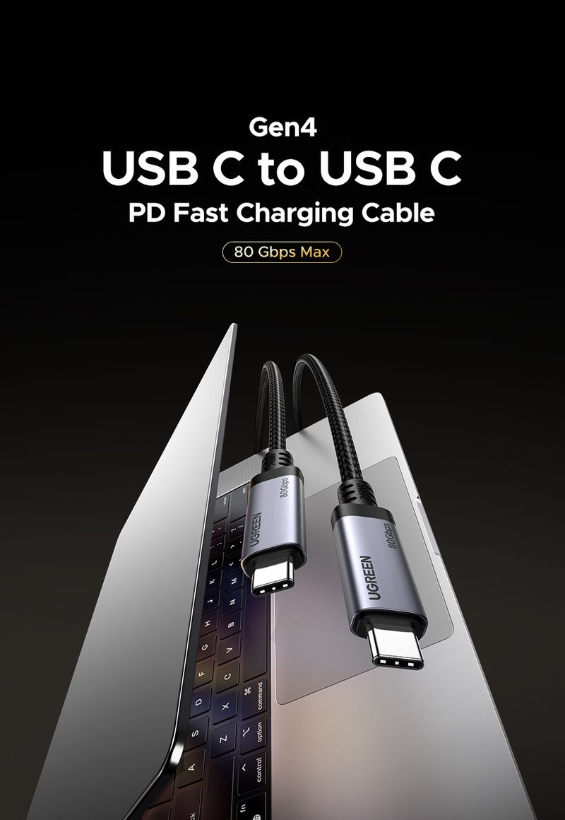 80Gbps USB4 GEN4UGREEN To USB C Cable 240W PD 3.1 Fast Charging, Thunderbolt 4 Aluminum Shell Braided For Book_voghion.com