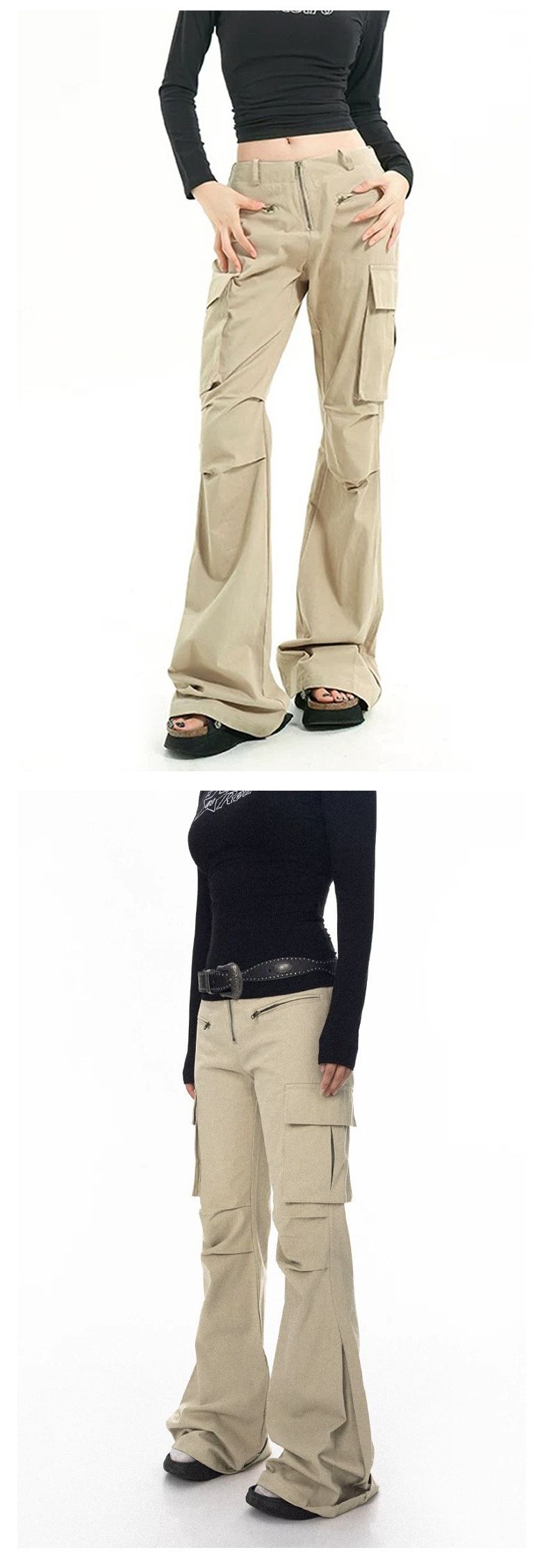 OREETA Slim Design Micro Pull Amerikaanse Herfst Losse en Veelzijdige High Street Werkbroek voor Dames_voghion.com