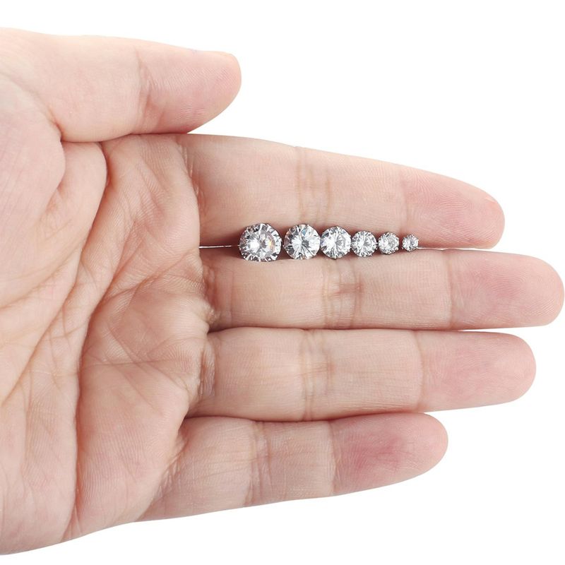 Stainless Steel Earrings For Women – Simple Zircon Rhinestone Studs, High-End Diamond Claw Design, Fashionable Minimalist Jewelry_voghion.com