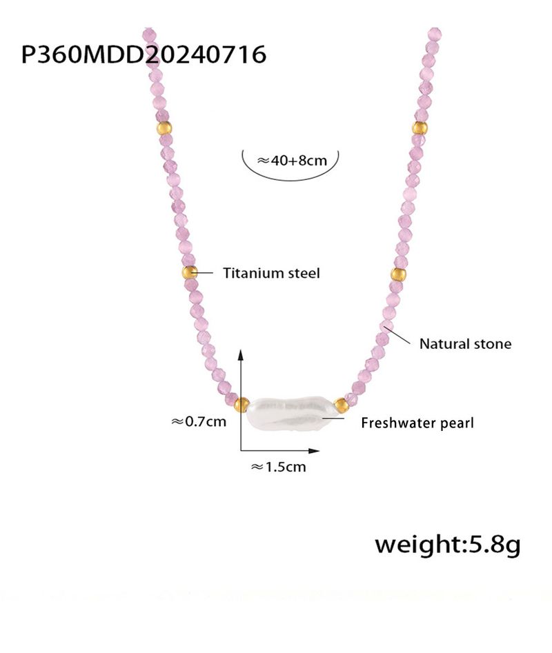 Collana in pietra naturale sfaccettata barocca - Catena con perline multicolor e acciaio al titanio_voghion.com
