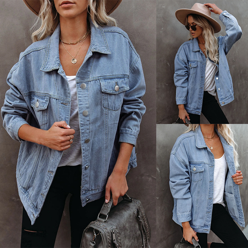 Trendige Oversize-Jeansjacke für Damen – Streetwear-Freizeitmantel im Bf-Stil mit Baumwollmischung_voghion.com