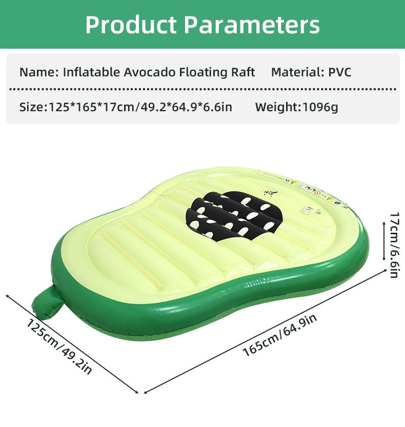 Inflatable Avocado Pool Float - Giant Lounge Chair For Adults (150cm Heavy-Duty PVC Comfortable Backrest Summer Party Essential)_voghion.com
