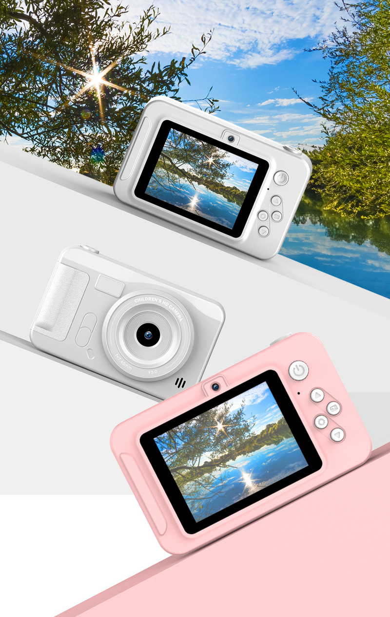 Cámara compacta CCD portátil de doble lente HD digital para niños y estudiantes (2024)_voghion.com