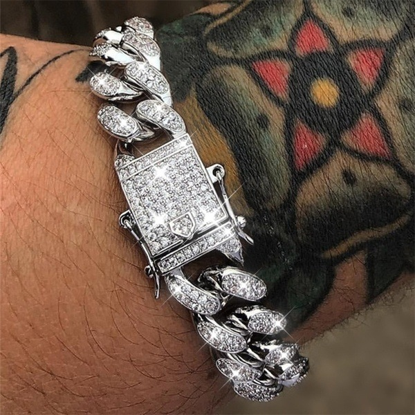 Minimalist Fashion Full Diamond Cuban INS Style Hip-Hop Geometric Punk Trendy Brand Bracelet_voghion.com