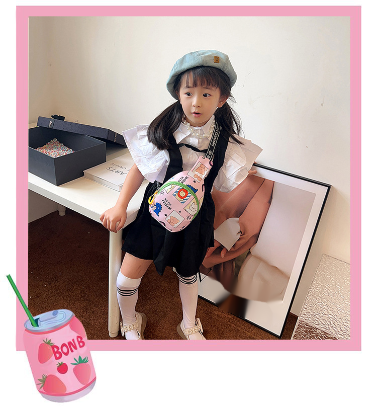 Andralyn Children's Crossbody Bag New Cute and Fashionable Cartoon Boys and Girls Kindergarten Waist Bag Canvas Chest Bag_voghion.com