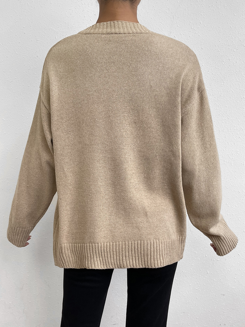 Damenbekleidung ins Pullover-Cardigan mit Knopfleiste für Damen_voghion.com