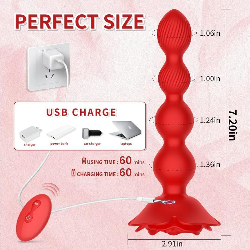Leejoy Rotating Anal Beads Anal Butt Plug,10 Rotate Twist And Vibrating Modes, Prostate Massager Anal Vibrators For Men, Remote Control Rose Toy For_voghion.com