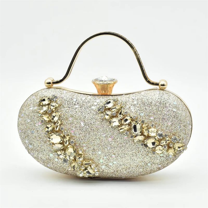 Vintage Diamant-Set klobige Sandalen mit Abendessen Tasche Set Mode Design Strass Abendtasche_voghion.com